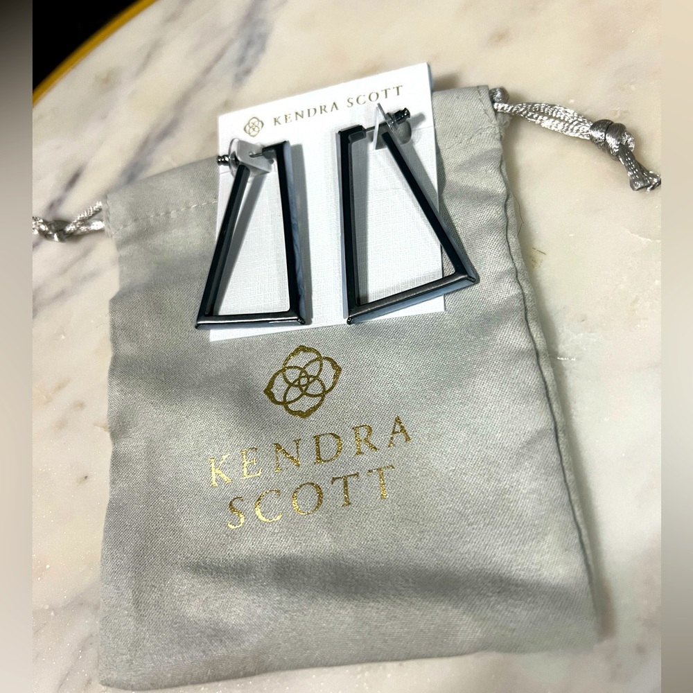 KS PROTO Gunmetal White Banded Agate Earrings
